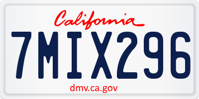 CA license plate 7MIX296