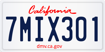 CA license plate 7MIX301