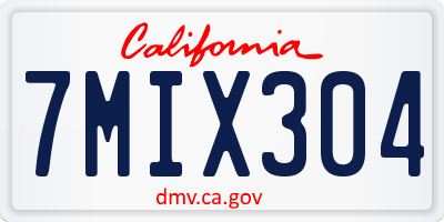 CA license plate 7MIX304
