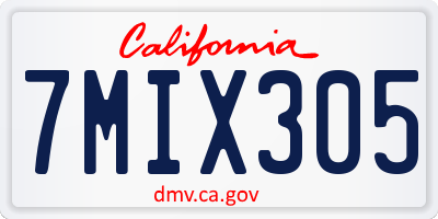 CA license plate 7MIX305