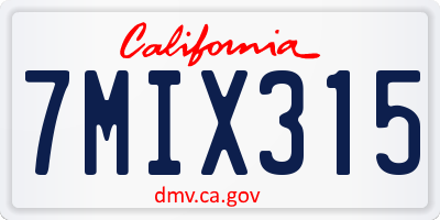 CA license plate 7MIX315