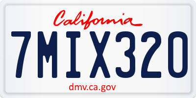 CA license plate 7MIX320