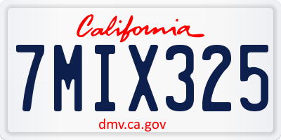 CA license plate 7MIX325