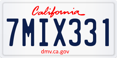CA license plate 7MIX331