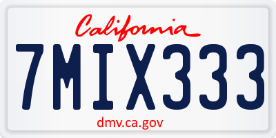 CA license plate 7MIX333