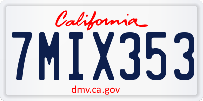 CA license plate 7MIX353