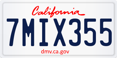 CA license plate 7MIX355