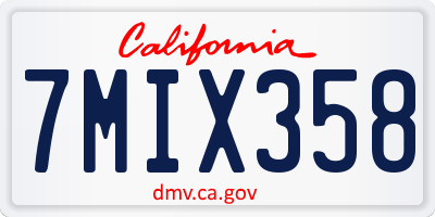 CA license plate 7MIX358