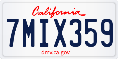 CA license plate 7MIX359