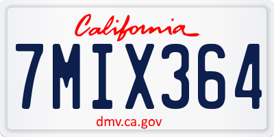 CA license plate 7MIX364