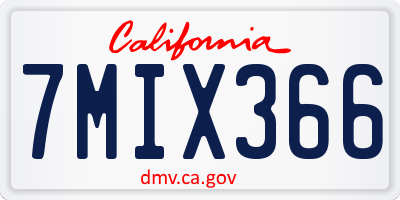 CA license plate 7MIX366
