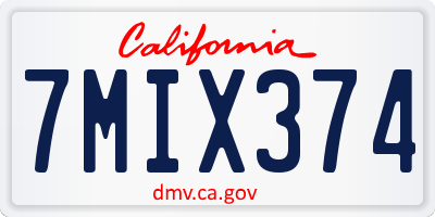 CA license plate 7MIX374