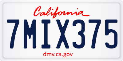 CA license plate 7MIX375