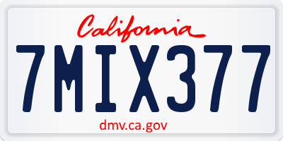 CA license plate 7MIX377
