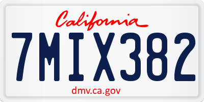 CA license plate 7MIX382