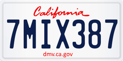 CA license plate 7MIX387