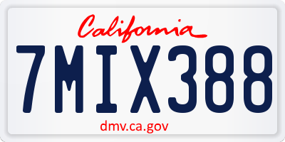CA license plate 7MIX388