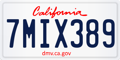 CA license plate 7MIX389