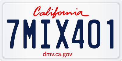 CA license plate 7MIX401