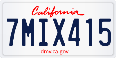 CA license plate 7MIX415