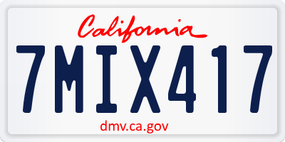CA license plate 7MIX417