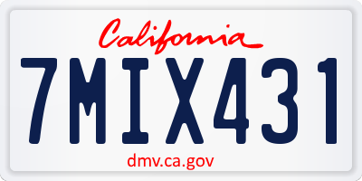 CA license plate 7MIX431