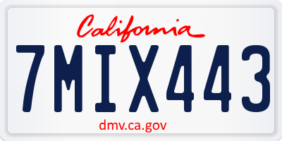 CA license plate 7MIX443