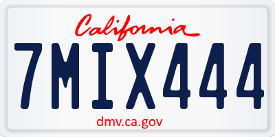 CA license plate 7MIX444