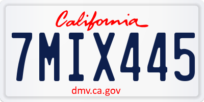 CA license plate 7MIX445