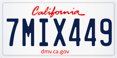 CA license plate 7MIX449