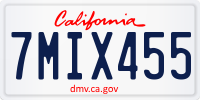 CA license plate 7MIX455