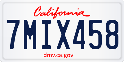 CA license plate 7MIX458