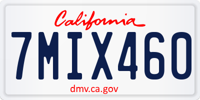 CA license plate 7MIX460