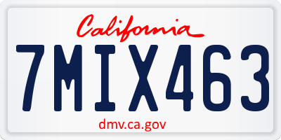 CA license plate 7MIX463