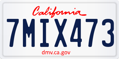 CA license plate 7MIX473