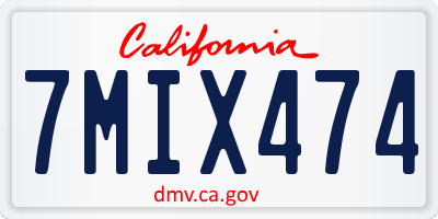 CA license plate 7MIX474