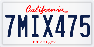 CA license plate 7MIX475