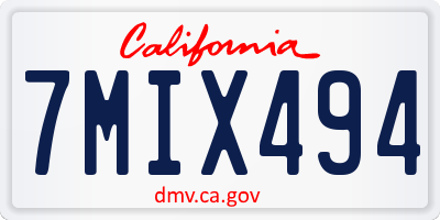 CA license plate 7MIX494