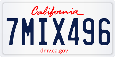 CA license plate 7MIX496