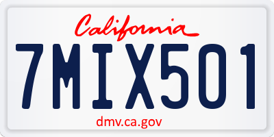 CA license plate 7MIX501