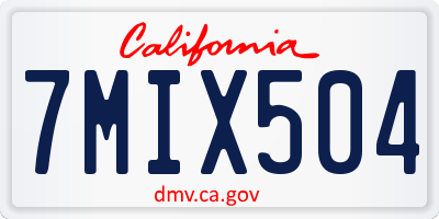 CA license plate 7MIX504