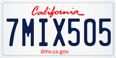 CA license plate 7MIX505