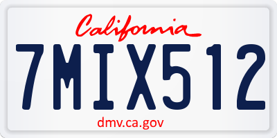 CA license plate 7MIX512