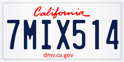 CA license plate 7MIX514