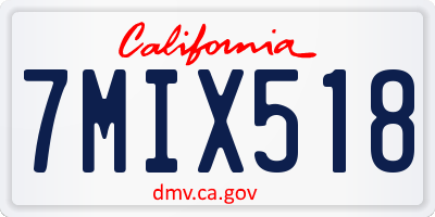 CA license plate 7MIX518