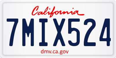 CA license plate 7MIX524
