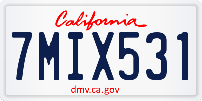 CA license plate 7MIX531