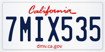 CA license plate 7MIX535