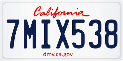 CA license plate 7MIX538