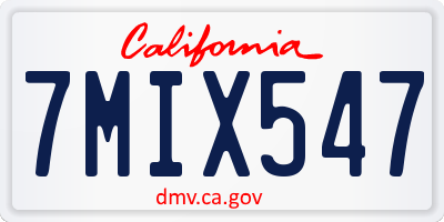 CA license plate 7MIX547
